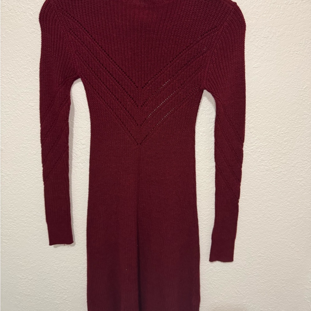 American Eagle Outfitters Deep Red Long Sleeve Dress